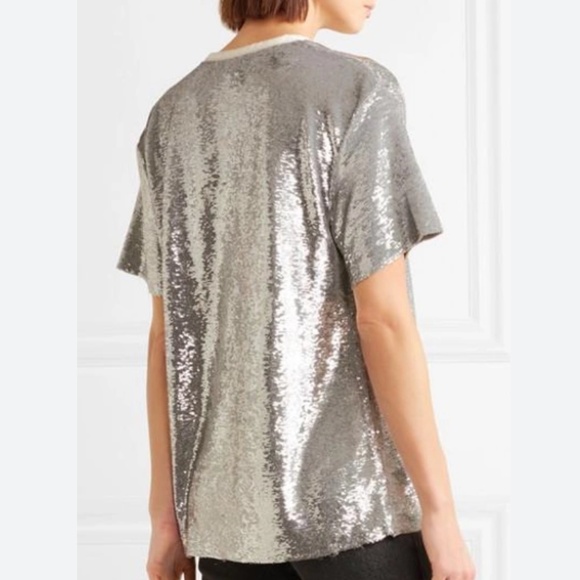 IRO "Natesa" long sequin tee- silver size 34 - Picture 2 of 5